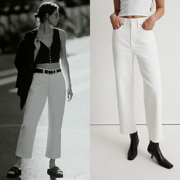 New! The Tall Perfect Vintage Wide-Leg Crop Jean in Tile White 18906 - Picture 1 of 16